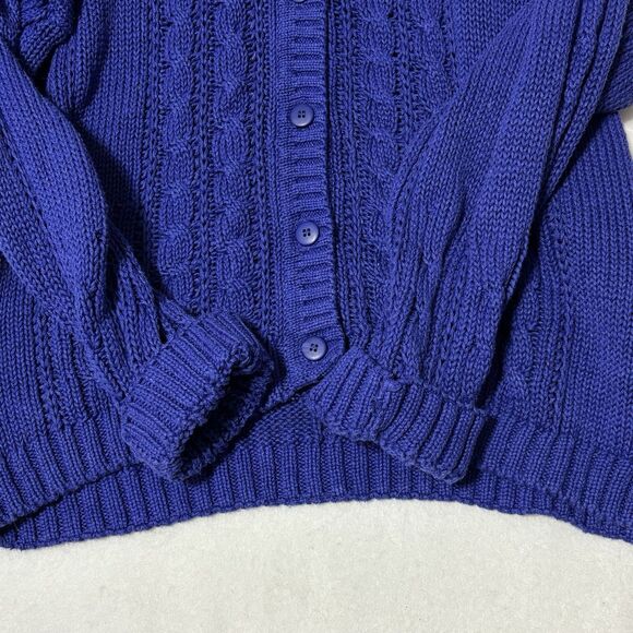 AMERICAN WEEKEND Vintage 80s Cardigan Sweater Women’s L Blue - Picture 3 of 8
